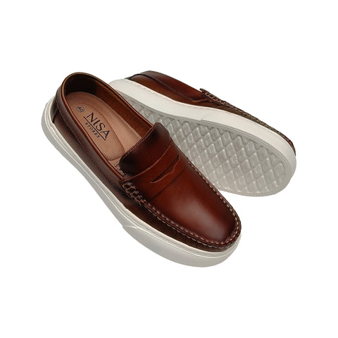 Mocasín Versalles Miel Hombre | Cuero Original Espasolado – NISA Store
