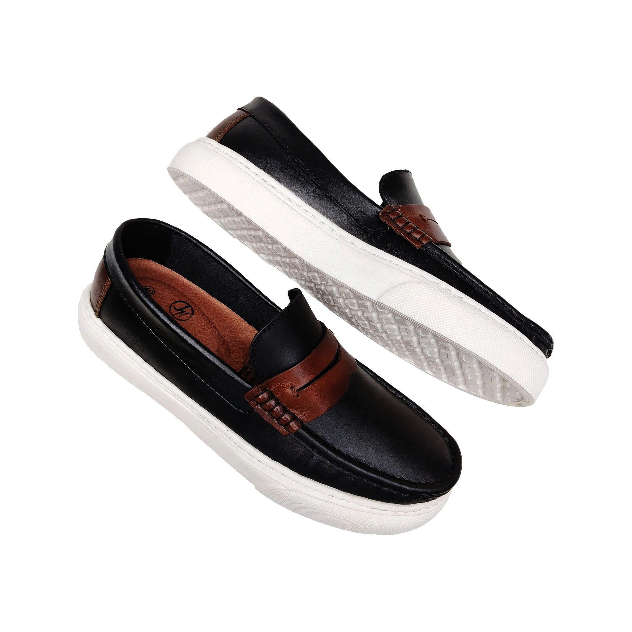 Mocasín cuero espasolado negro y miel hombre - NISA Store