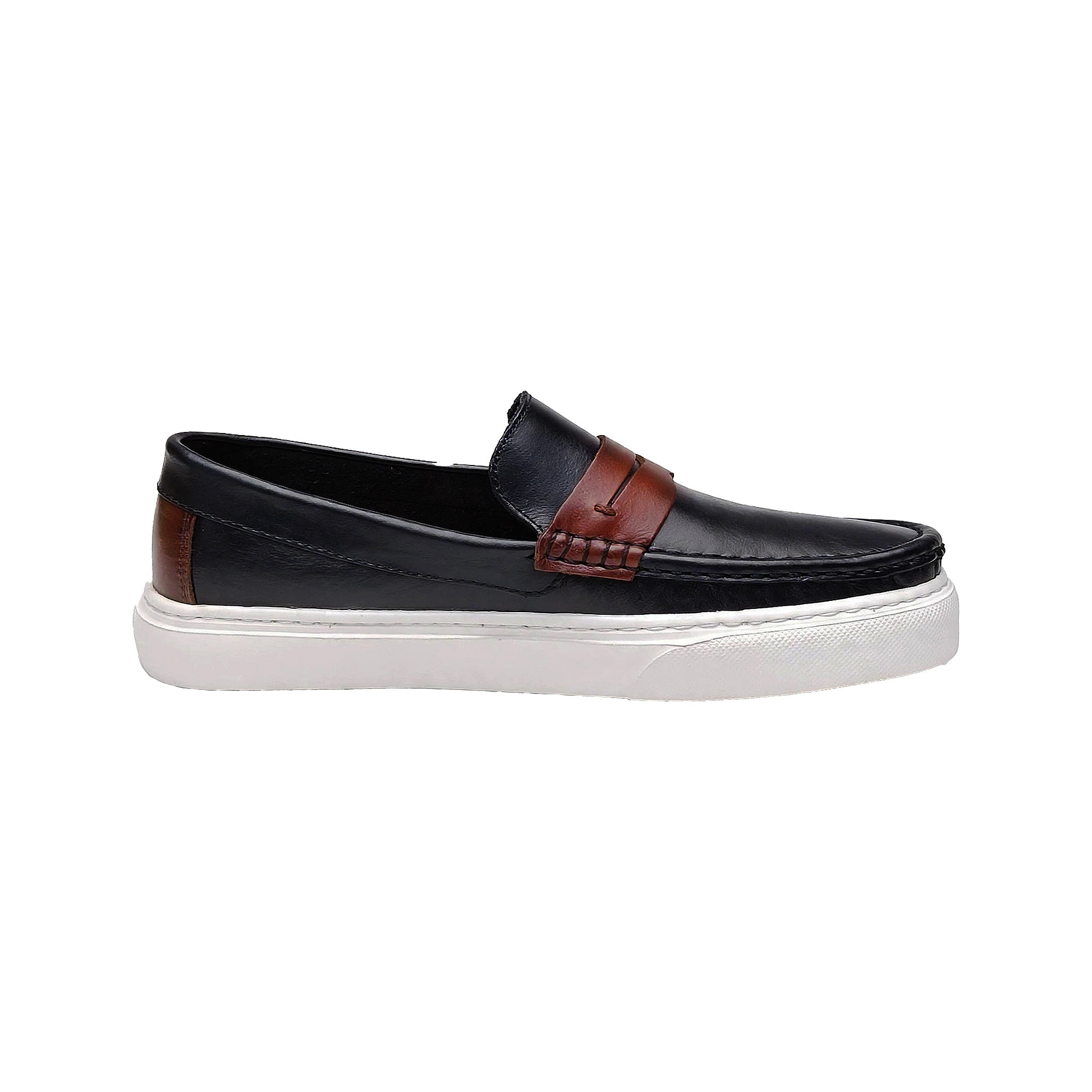 Mocasín Negro y Miel Hombre | Cuero Espasolado + Confort 12h