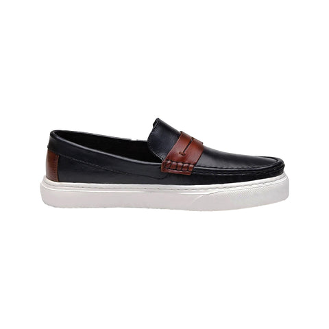 Mocasín Negro y Miel Hombre | Cuero Espasolado + Confort 12h