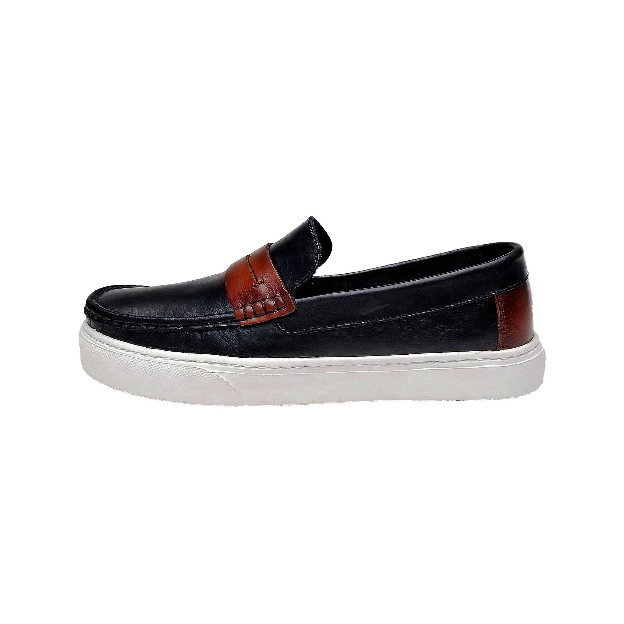 Mocasín Negro y Miel Hombre | Cuero Espasolado + Confort 12h