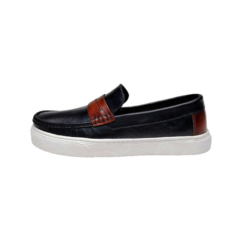 Mocasín Negro y Miel Hombre | Cuero Espasolado + Confort 12h