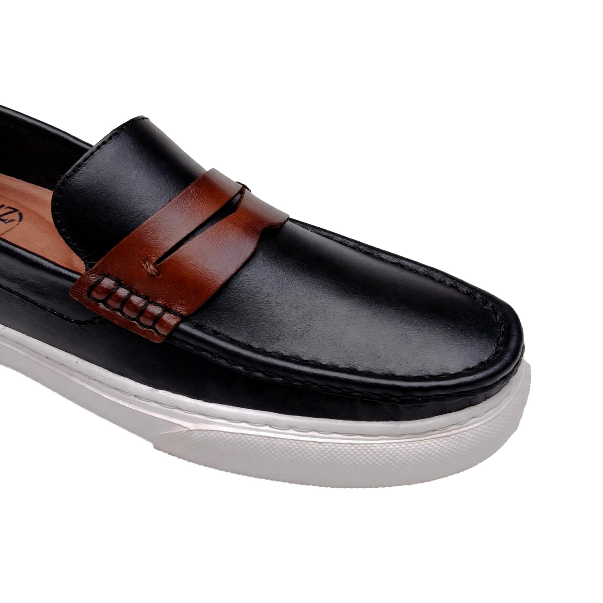 Mocasín Negro y Miel Hombre | Cuero Espasolado + Confort 12h