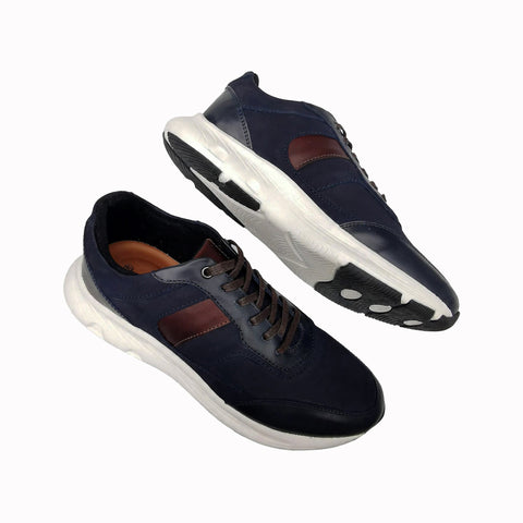 Atlas - Sneakers para Hombre en Cuero | Nobuck con Kraken Azul y H. Cogñac