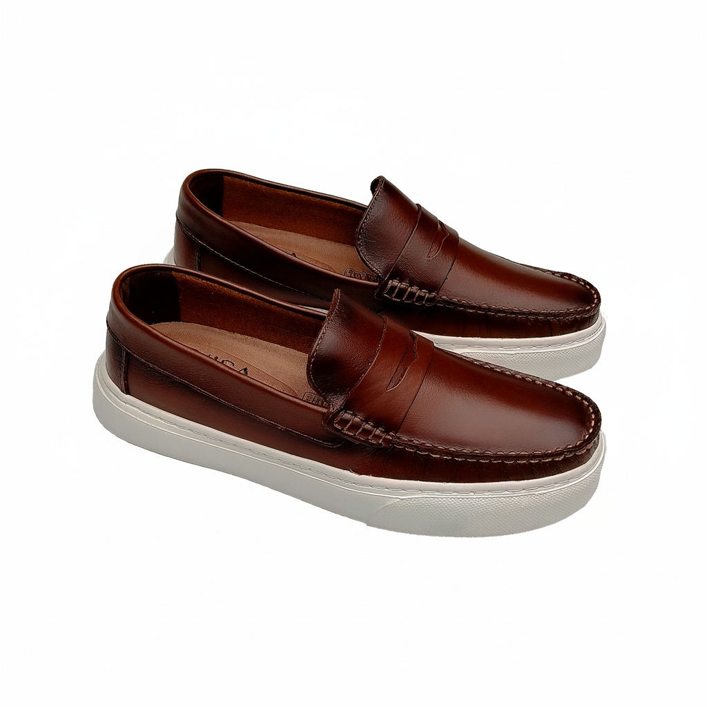 Mocasín Versalles Miel Espasolado cuero hombre - vista frontal par - NISA Store