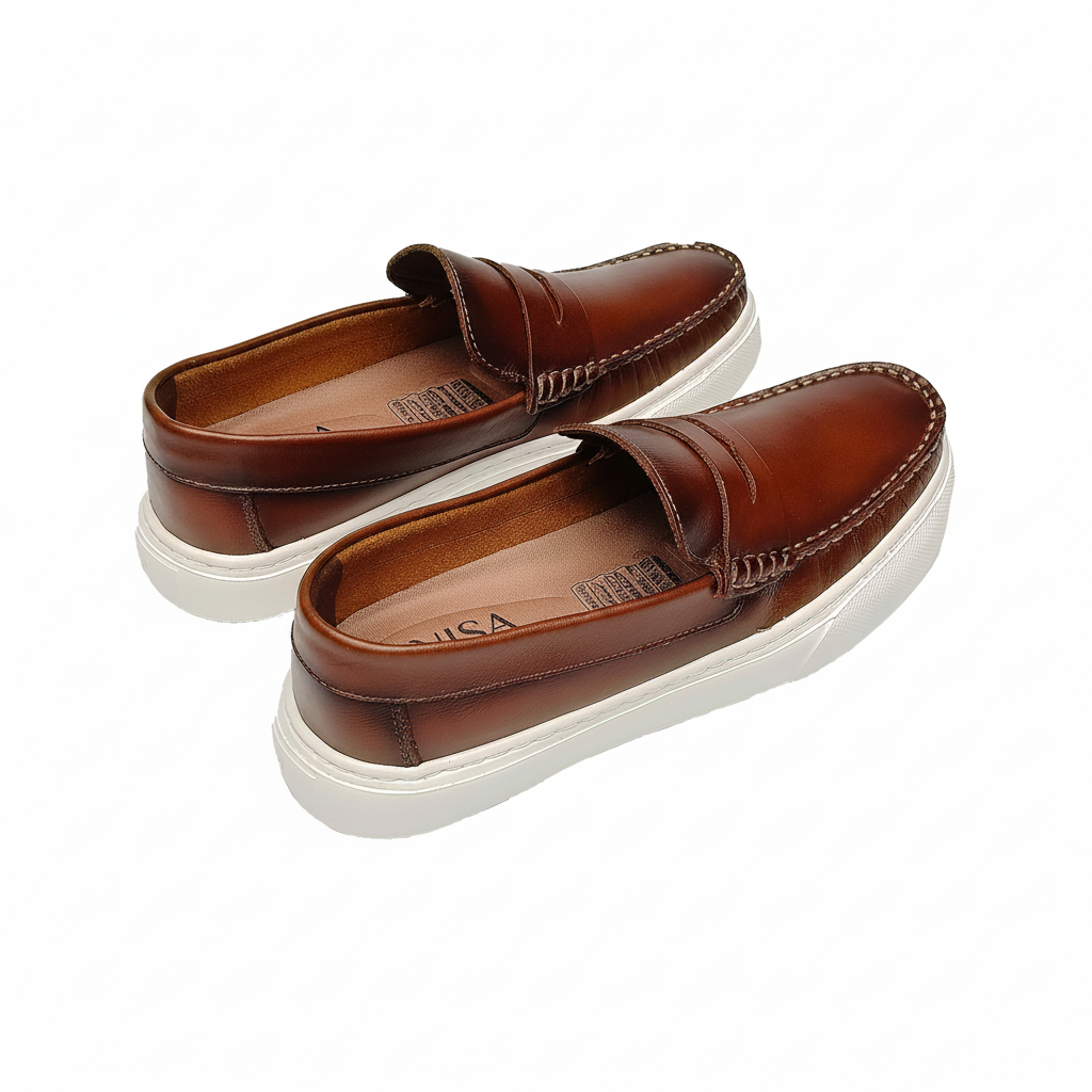 Mocasín Versalles Miel Espasolado cuero hombre - vista posterior interior NISA - NISA Store