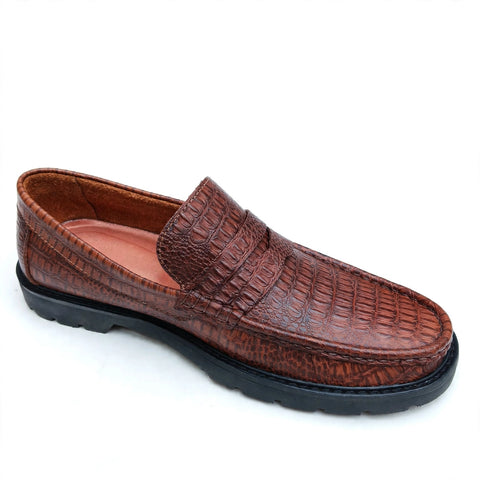 Mocasín Hombre Cuero 100% Natural - Croco Miel | Hecho en Bucaramanga