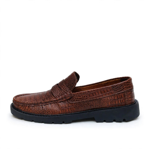 Mocasín Hombre Cuero 100% Natural - Croco Miel | Hecho en Bucaramanga