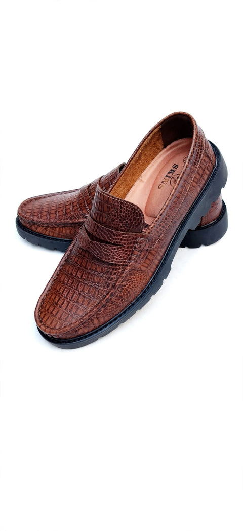 Mocasín Hombre Cuero 100% Natural - Croco Miel | Hecho en Bucaramanga