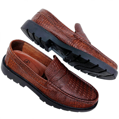 Mocasín Hombre Cuero 100% Natural - Croco Miel | Hecho en Bucaramanga