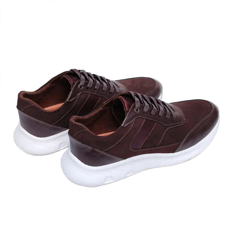 Sneaker Vento Hombre par diagonal nobuck chocolate cuero artesanal - Nisa Store