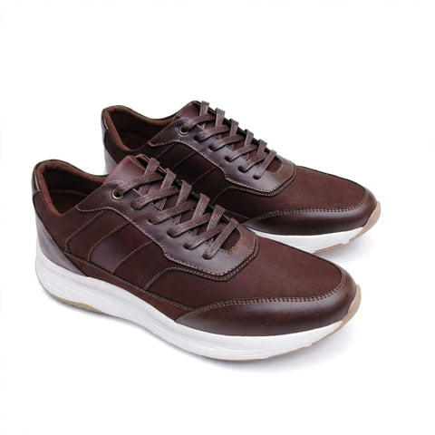 Sneaker Vento Hombre par completo vista frontal cuero café - Nisa Store