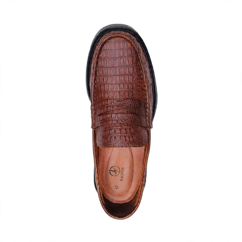 Mocasín Hombre Cuero 100% Natural - Croco Miel | Hecho en Bucaramanga