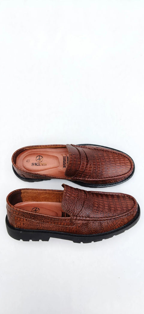 Mocasín Hombre Cuero 100% Natural - Croco Miel | Hecho en Bucaramanga