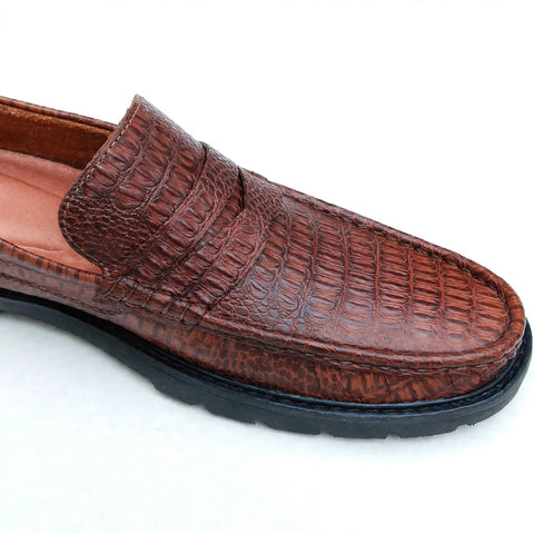 Mocasín Hombre Cuero 100% Natural - Croco Miel | Hecho en Bucaramanga