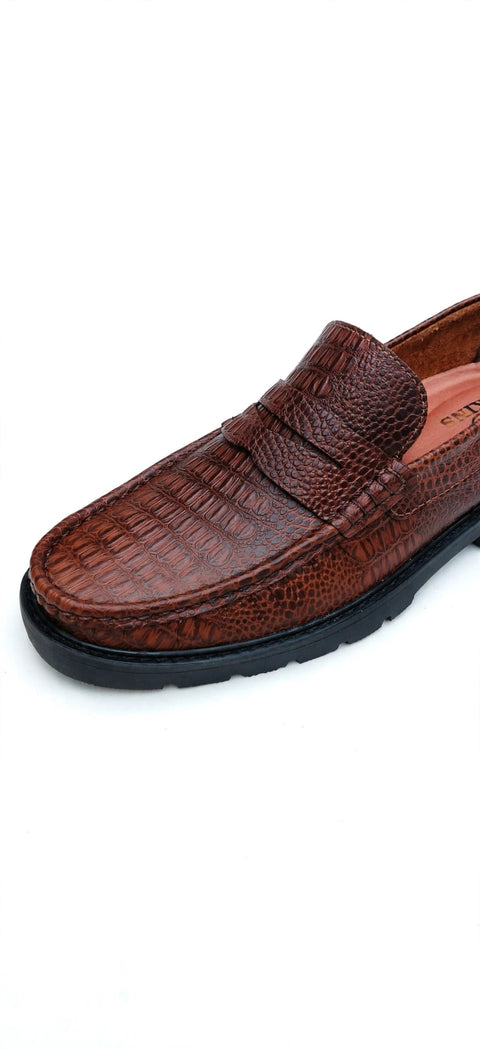Mocasín Hombre Cuero 100% Natural - Croco Miel | Hecho en Bucaramanga