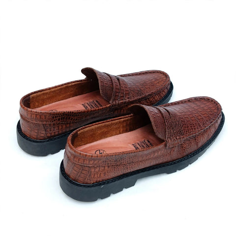 Mocasín Hombre Cuero 100% Natural - Croco Miel | Hecho en Bucaramanga